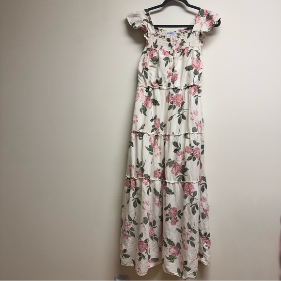 Old Navy Dresses & Skirts - Old Navy Pink and Cream Floral Maxi Dress Size S Tall